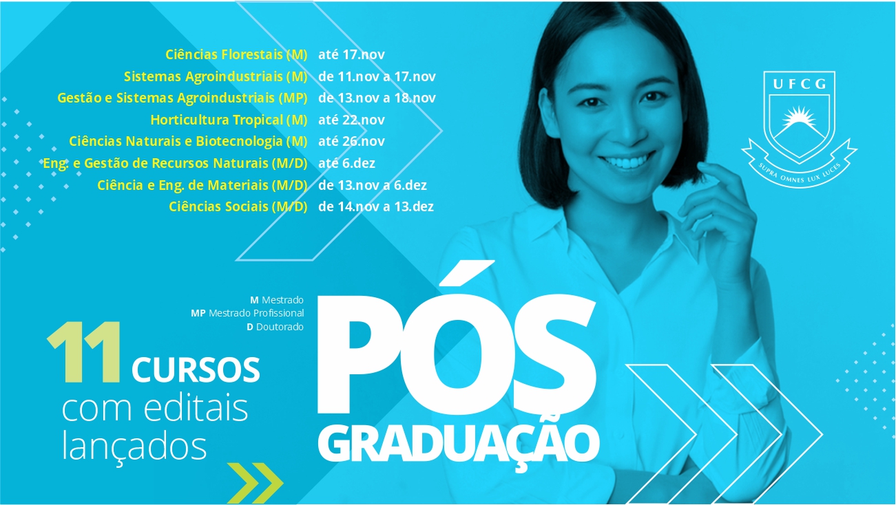 Confira os programas de pós-graduação da UFCG com editais abertos