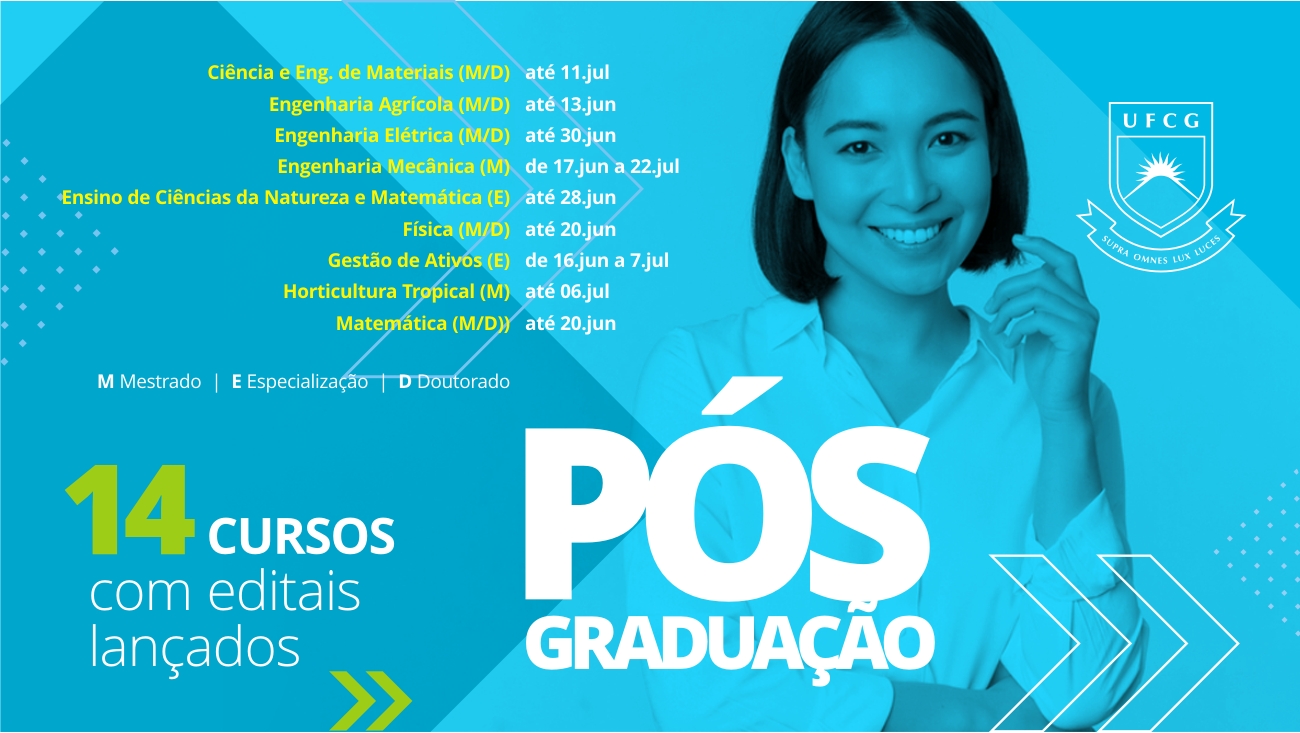 UFCG tem 14 cursos de pós-graduação com inscrições abertas